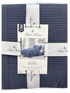 Brooks Brothers Blue Full/Queen Quilt Set 90”x90”